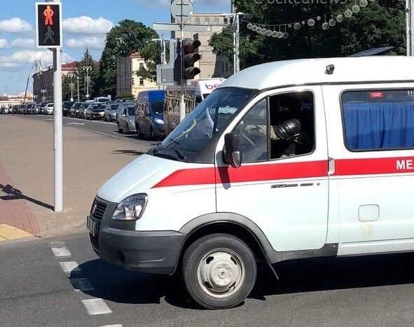 Belarus OMON driving ambulance car