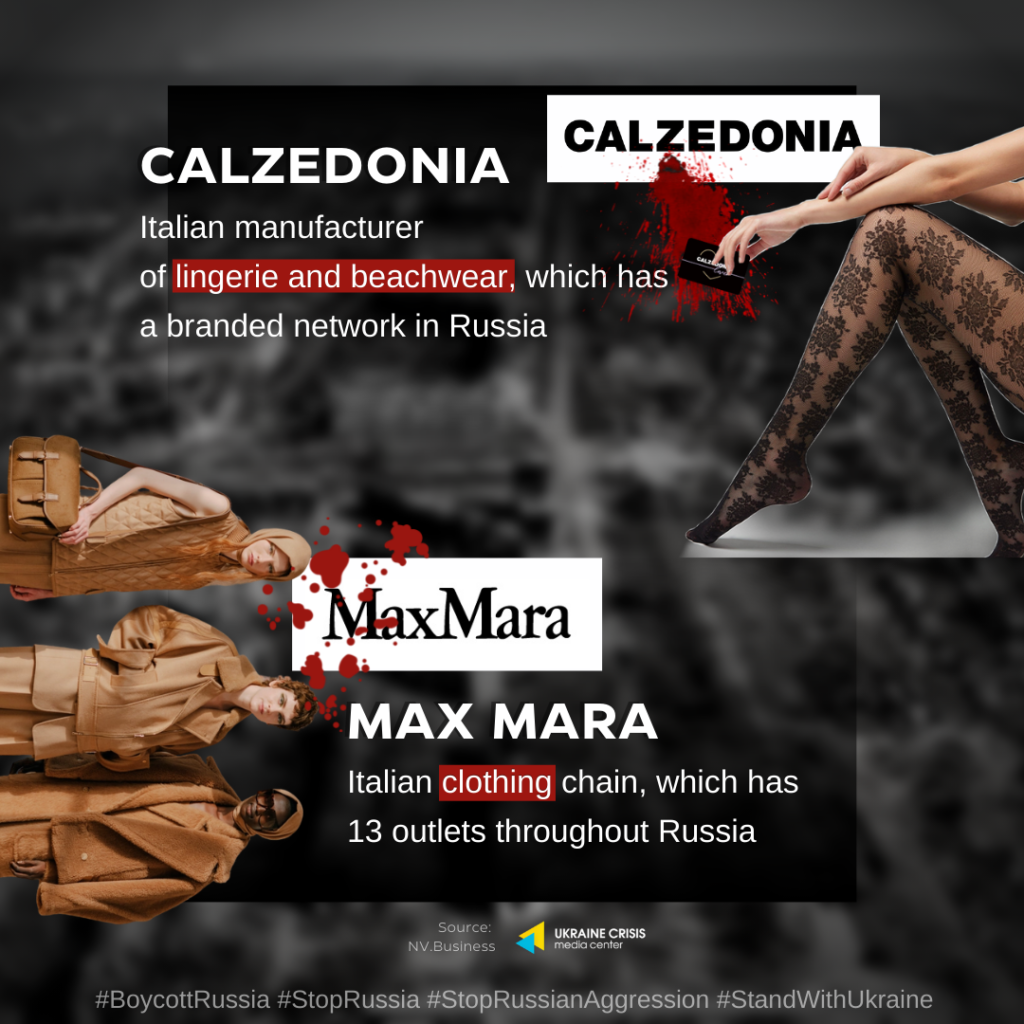 These are companies that continue to fund the war and the killing of peaceful Ukrainians.